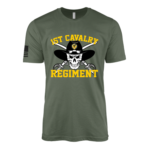 1st Cavalry Regiment Skull T-Shirt Tactically Acquired Military Green Small