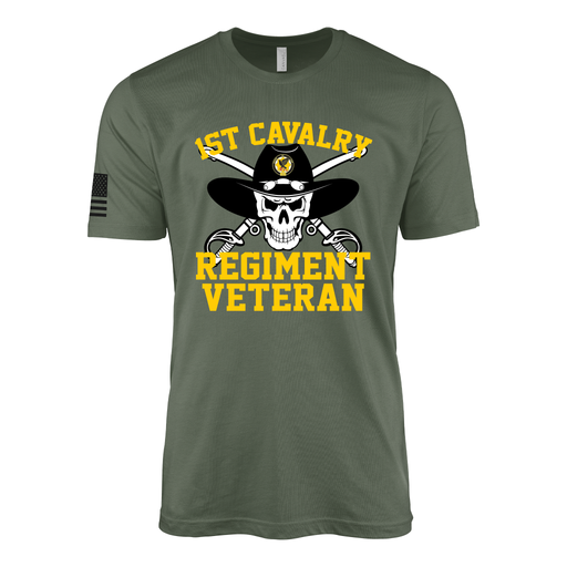 1st Cavalry Regiment Veteran Skull T-Shirt Tactically Acquired Military Green Small