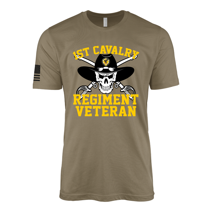 1st Cavalry Regiment Veteran Skull T-Shirt Tactically Acquired Coyote Brown Small