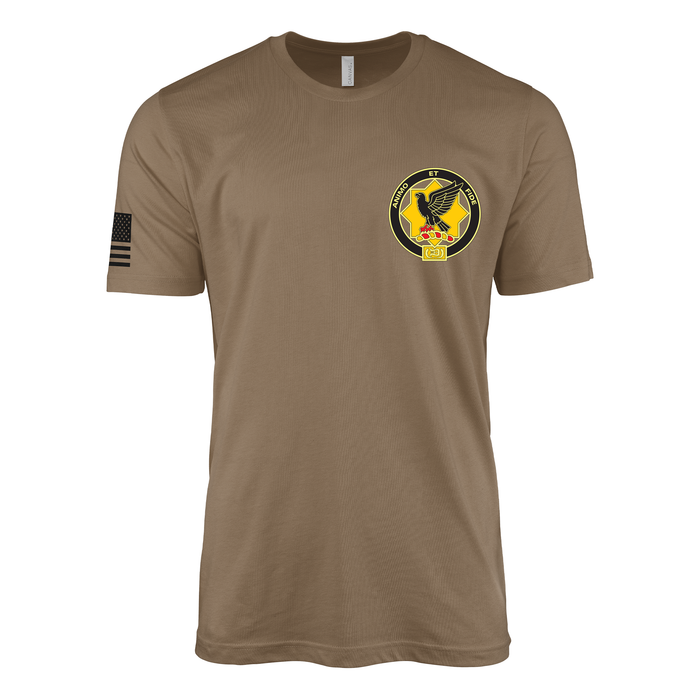 1st Cavalry Regiment Left Chest Unit Insignia T-Shirt Tactically Acquired Woodland Brown Small