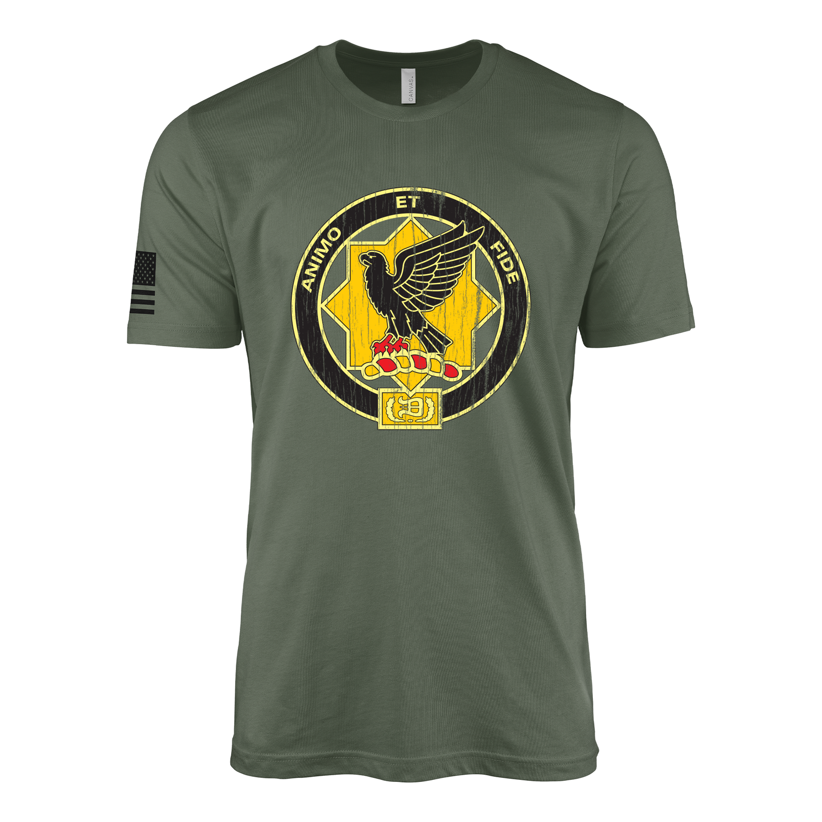 Distressed 1st Cavalry Regiment Unit Insignia T-Shirt Tactically Acquired Military Green Small