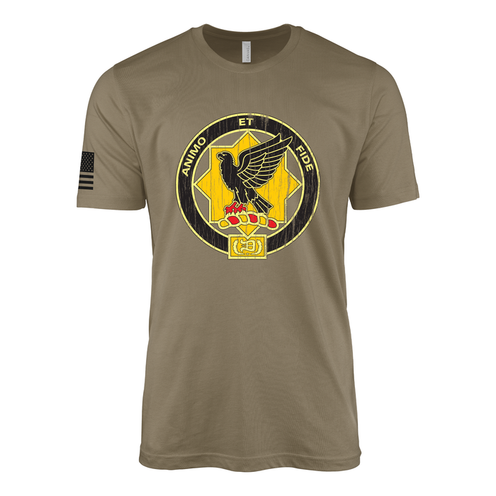 Distressed 1st Cavalry Regiment Unit Insignia T-Shirt Tactically Acquired Coyote Brown Small