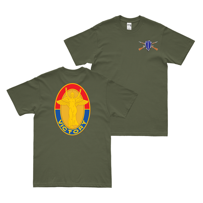 Double-Sided 1st Infantry Division DUI T-Shirt Tactically Acquired Small Military Green 