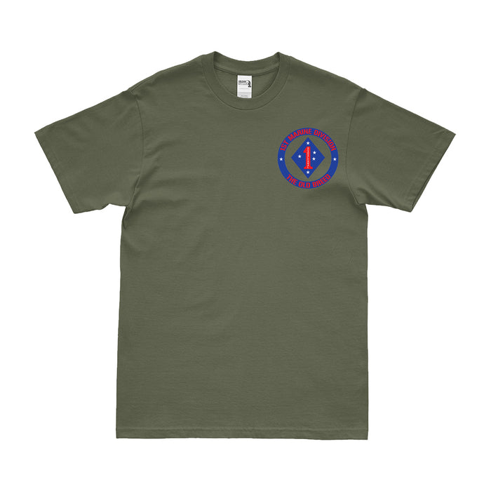 1st Marine Division 'The Old Breed' Motto Left Chest Emblem T-Shirt Tactically Acquired Military Green Small 