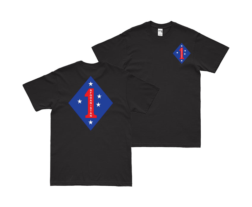 Double-Sided 1st Marine Division Afghanistan Logo T-Shirt Tactically Acquired Small Black 