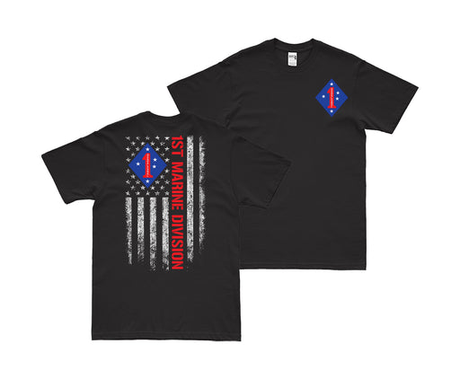 Double-Sided 1st Marine Division American Flag T-Shirt Tactically Acquired Small Black 