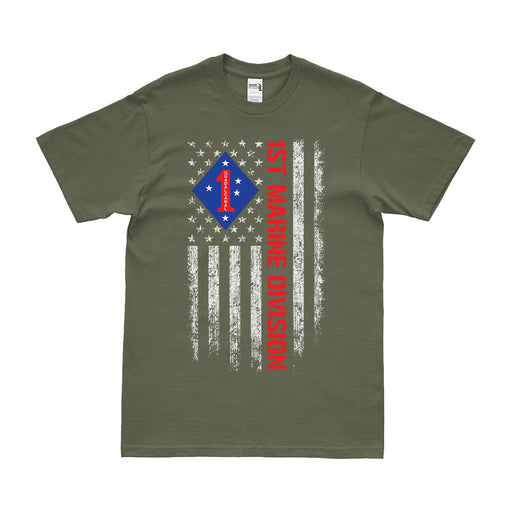 Patriotic 1st Marine Division American Flag T-Shirt Tactically Acquired   