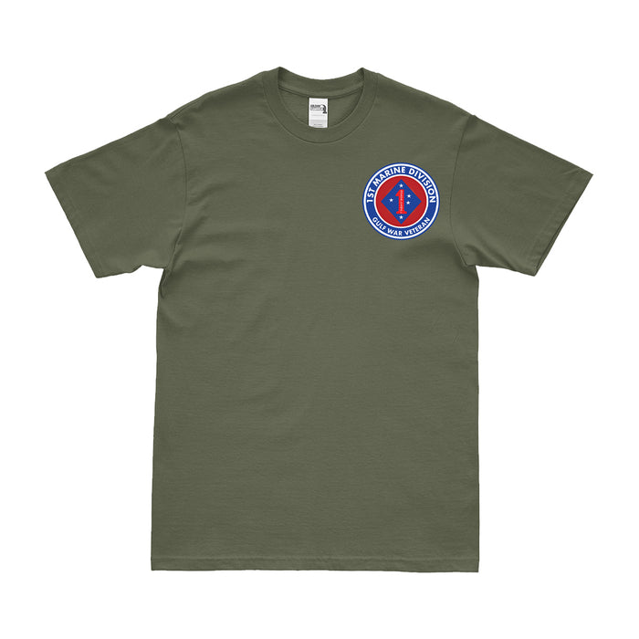 1st Marine Division Gulf War Veteran Left Chest T-Shirt Tactically Acquired Military Green Small 