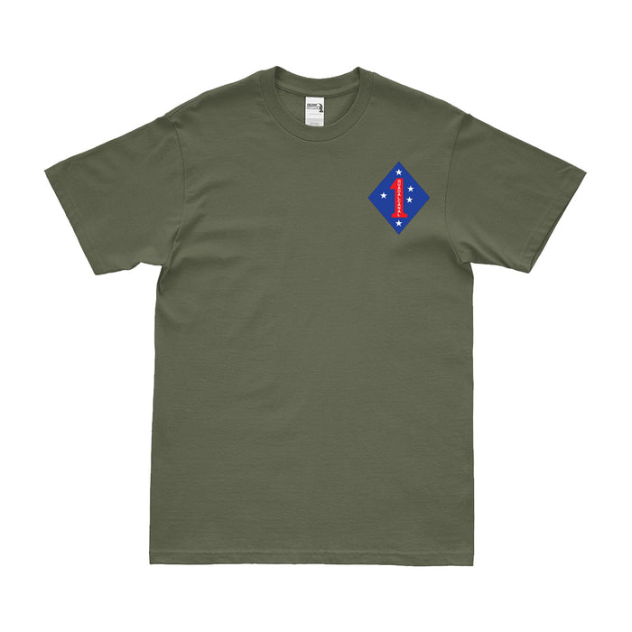 1st Marine Division Left Chest Logo Emblem T-Shirt Tactically Acquired Small Military Green 