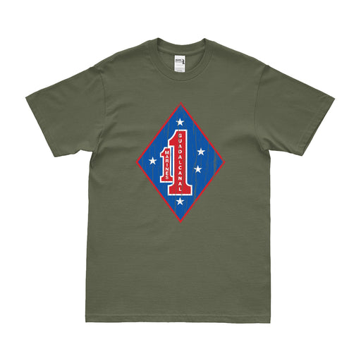 Distressed 1st Marine Regiment Logo T-Shirt Tactically Acquired Small Military Green 