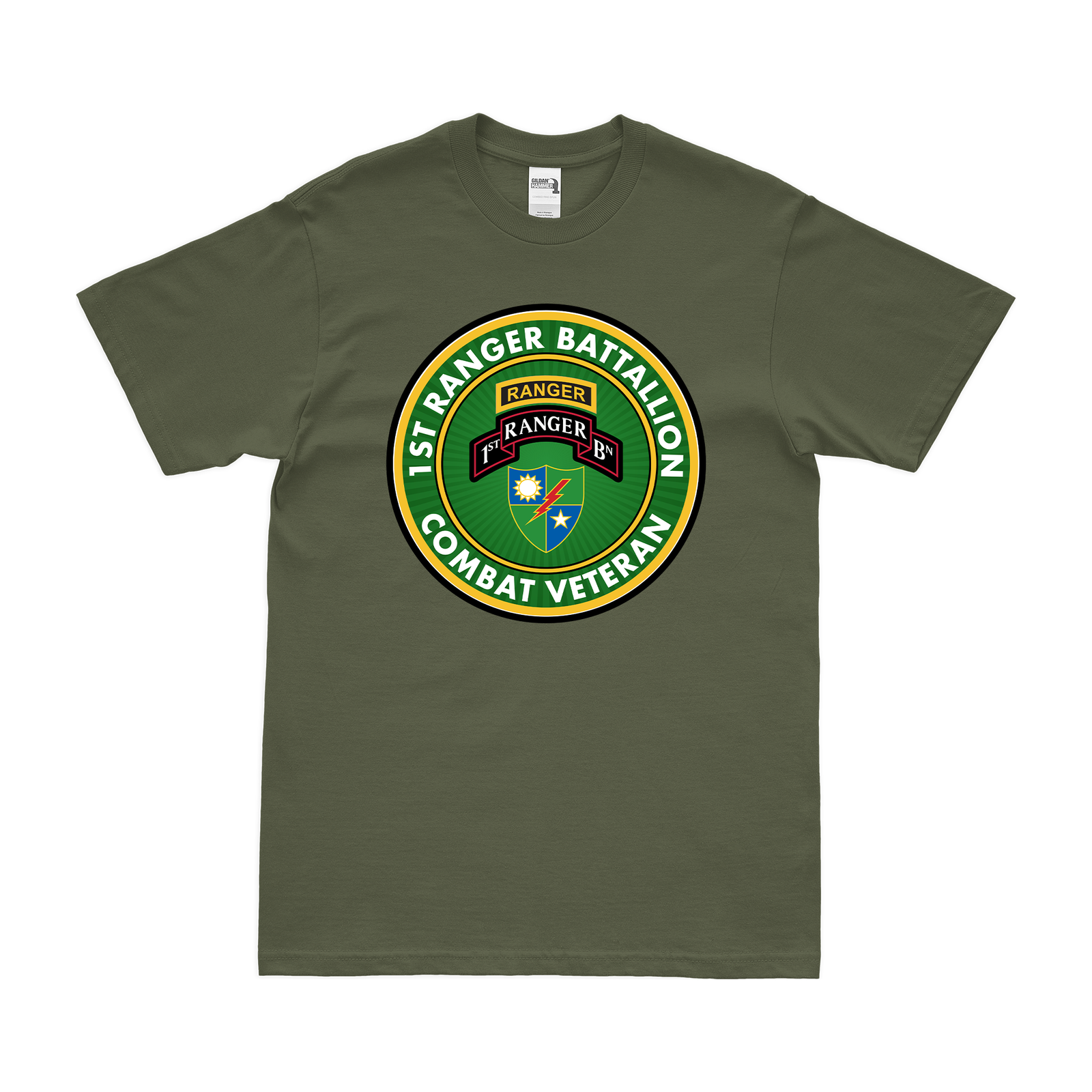 1st Ranger Battalion Combat Veteran T-Shirt Tactically Acquired Military Green Clean Small