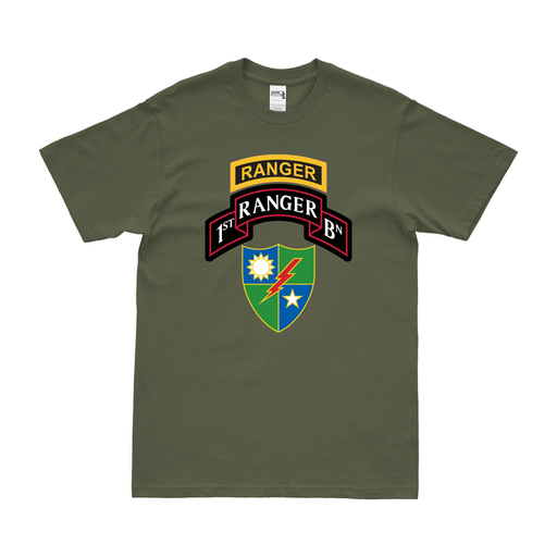 1st Ranger Battalion Logo Emblem Tab T-Shirt Tactically Acquired Small Military Green 