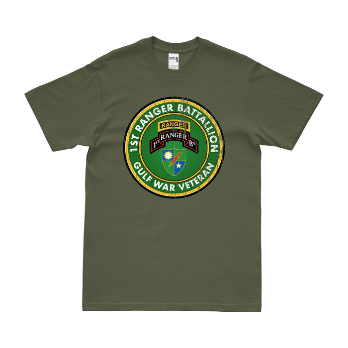 1st Ranger Battalion Gulf War Veteran T-Shirt Tactically Acquired Military Green Distressed Small
