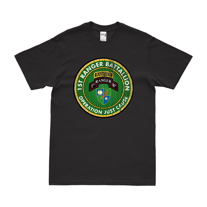 1st Ranger Battalion Operation Just Cause T-Shirt Tactically Acquired Black Distressed Small