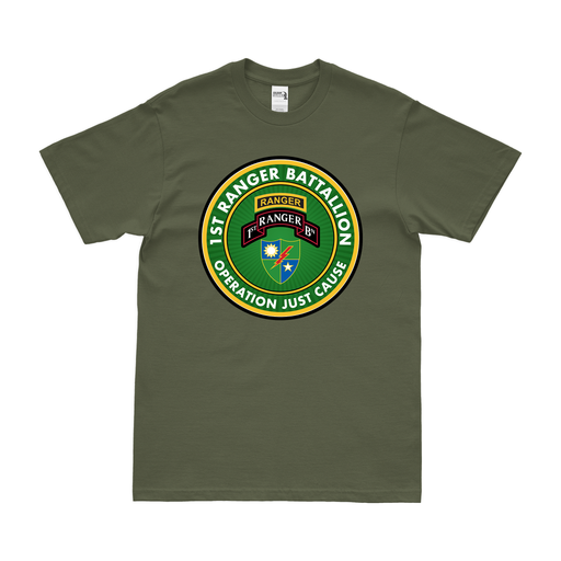 1st Ranger Battalion Operation Just Cause T-Shirt Tactically Acquired Military Green Clean Small