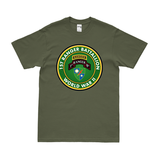 1st Ranger Battalion WW2 Legacy T-Shirt Tactically Acquired Military Green Clean Small