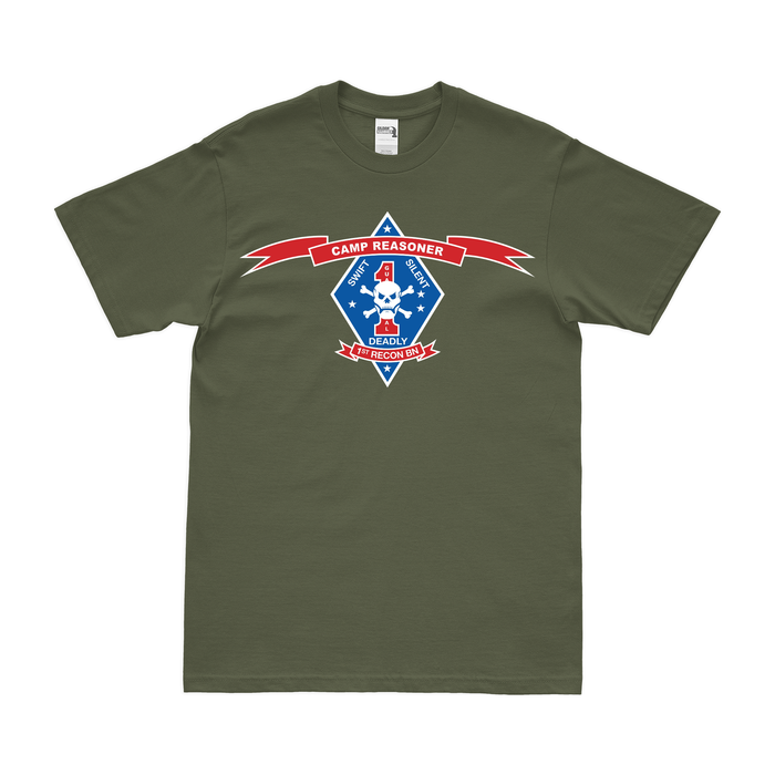 Camp Reasoner 1st Recon Bn Vietnam T-Shirt Tactically Acquired Military Green Clean Small