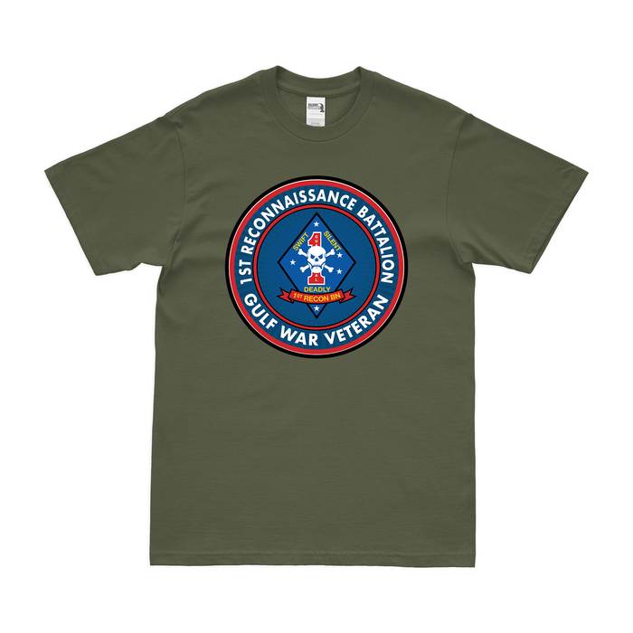 1st Recon Bn Gulf War Veteran T-Shirt Tactically Acquired Military Green Clean Small