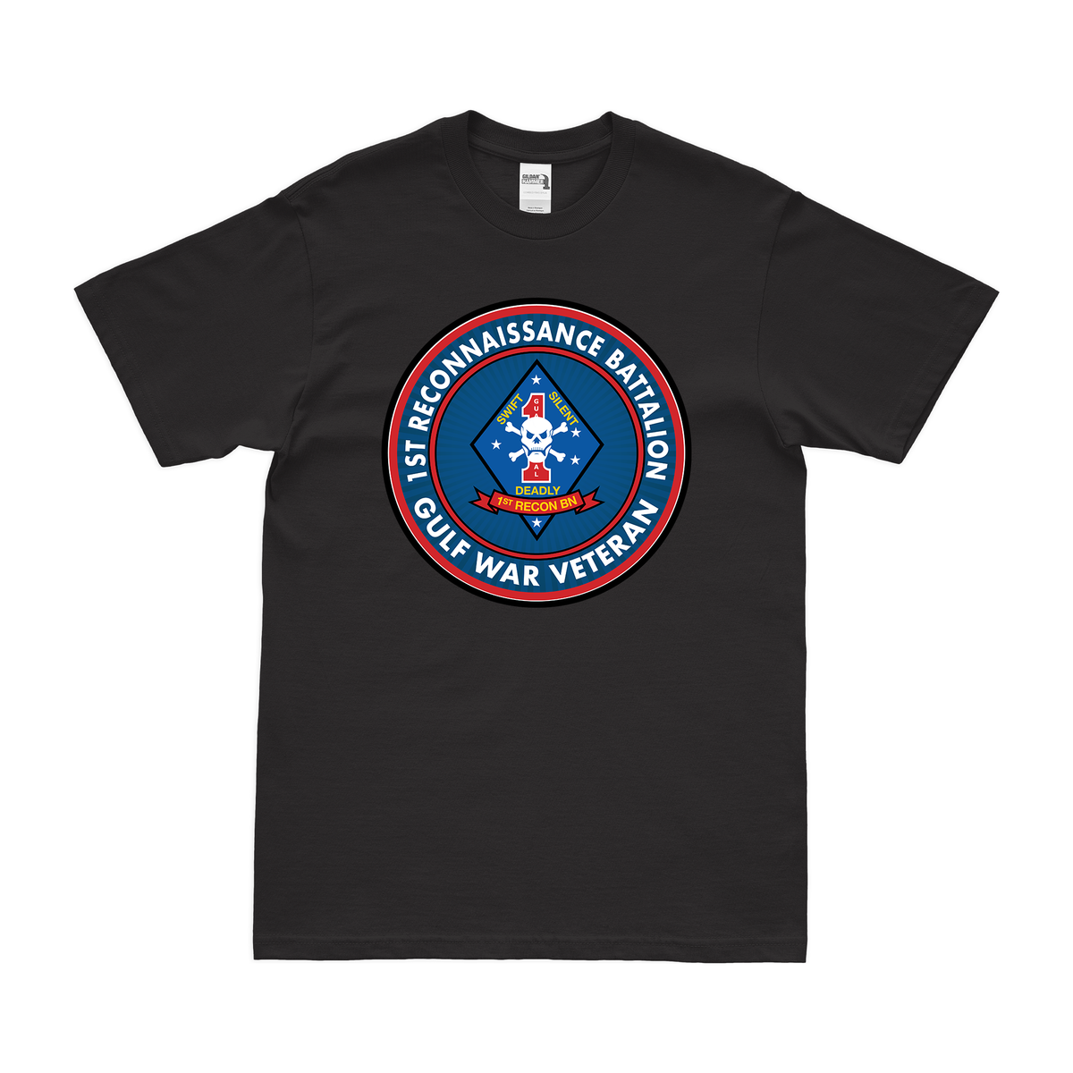 1st Recon Bn Gulf War Veteran T-Shirt Tactically Acquired Black Clean Small