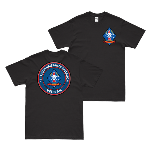 Double-Sided 1st Recon Bn Veteran T-Shirt Tactically Acquired Black Small 