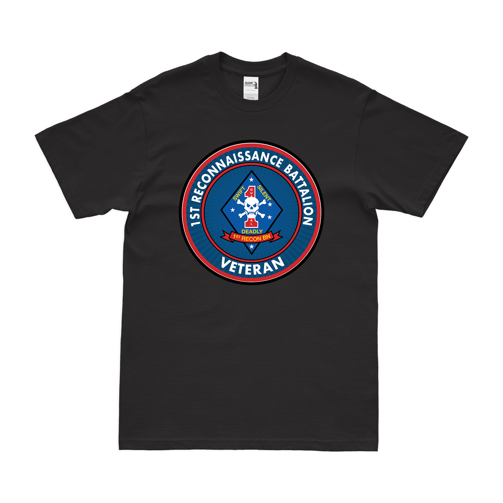 1st Recon Bn Veteran T-Shirt Tactically Acquired Black Clean Small