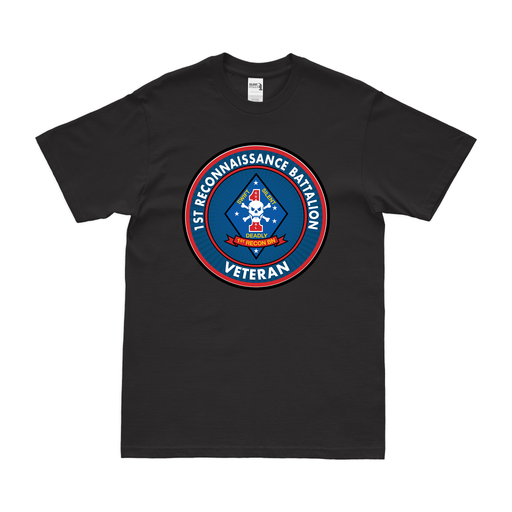 1st Recon Bn Veteran T-Shirt Tactically Acquired Black Clean Small