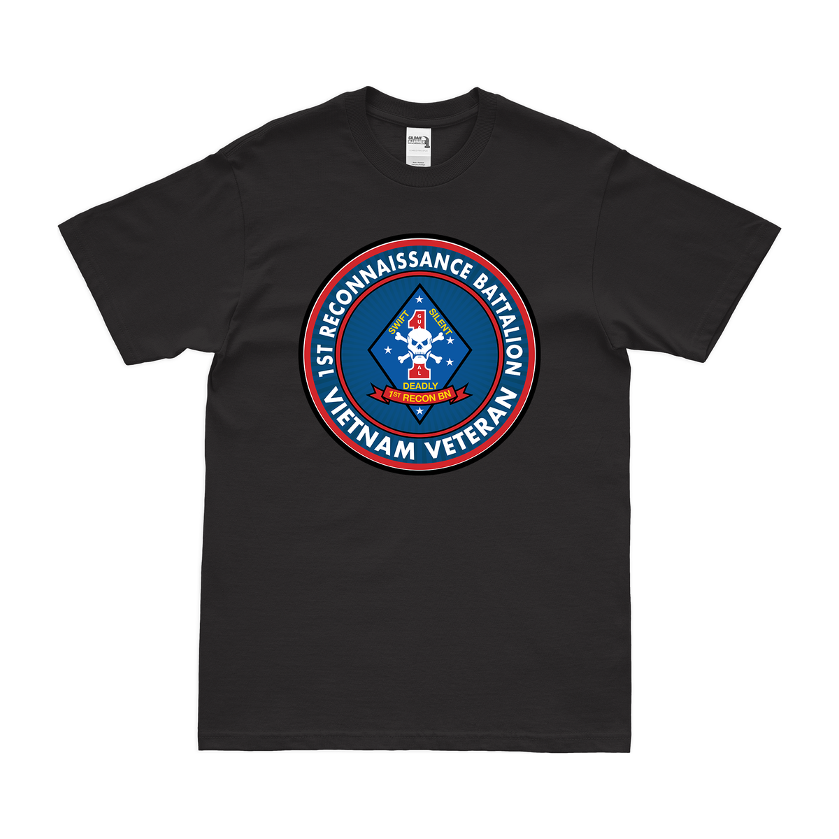 1st Recon Bn Vietnam Veteran T-Shirt Tactically Acquired Black Clean Small