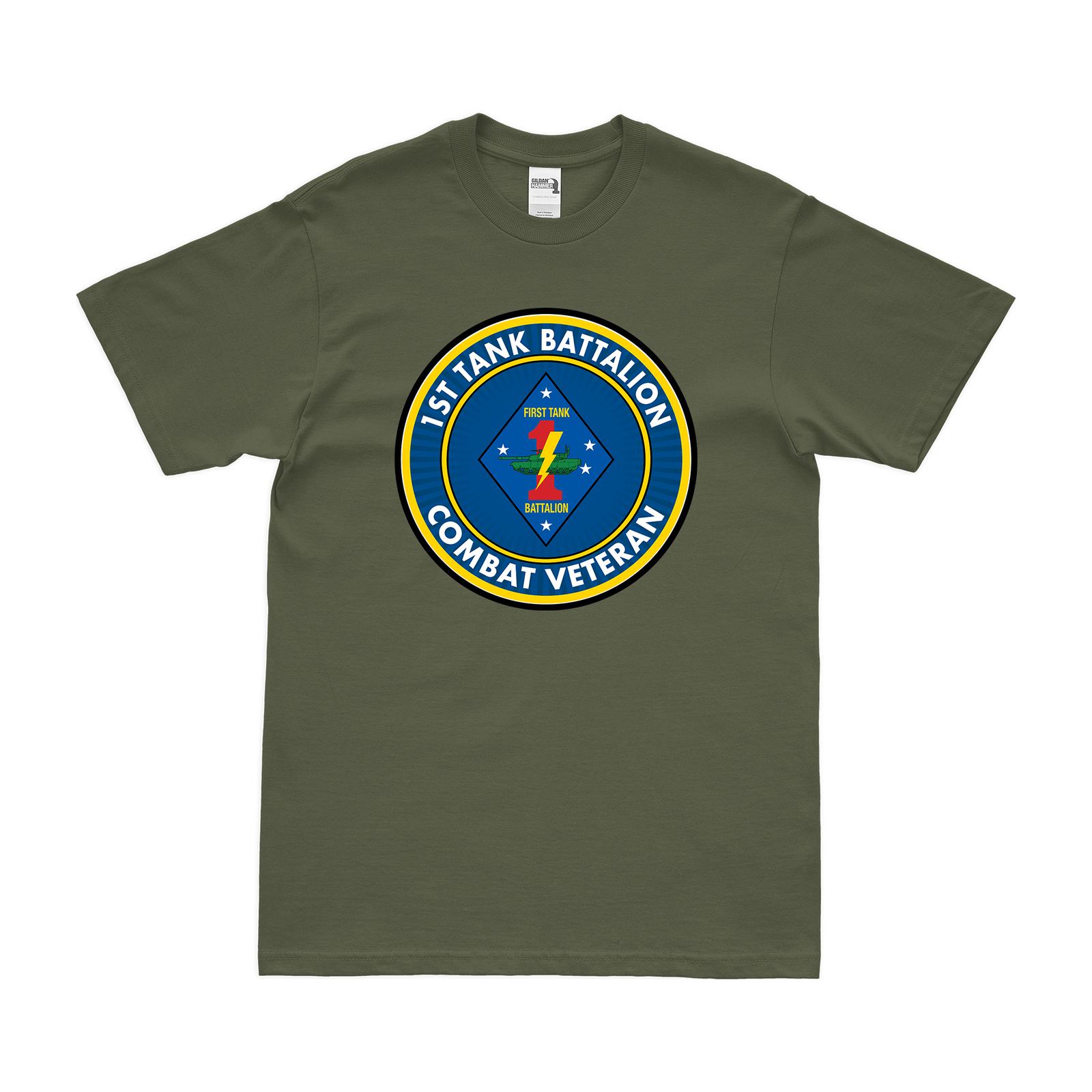 1st Tank Battalion Combat Veteran USMC T-Shirt Tactically Acquired Military Green Clean Small