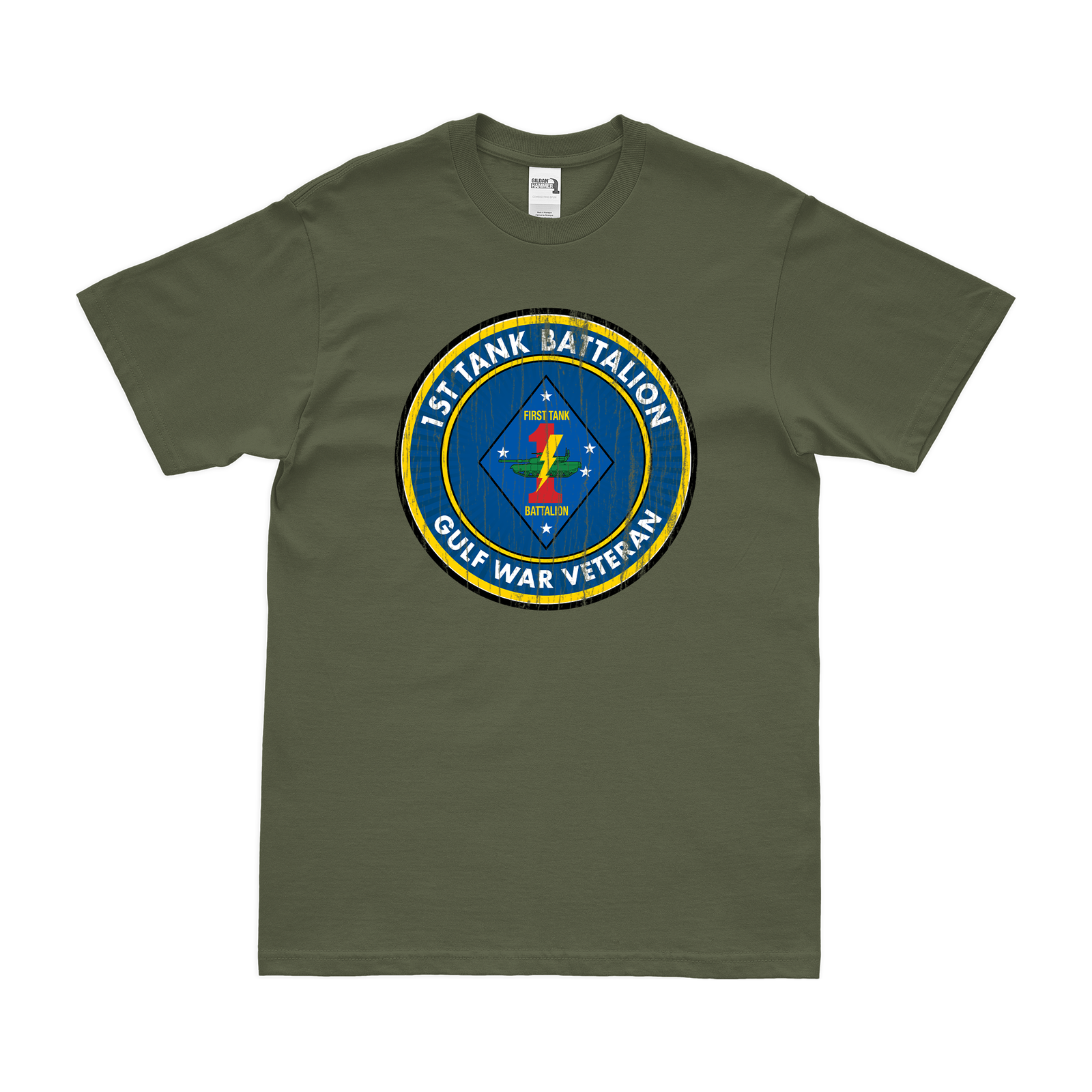 1st Tank Battalion Gulf War Veteran USMC T-Shirt Tactically Acquired Military Green Distressed Small