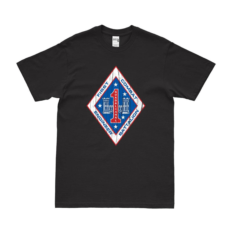 Distressed USMC 1st Combat Engineer Battalion (1st CEB) Logo T-Shirt