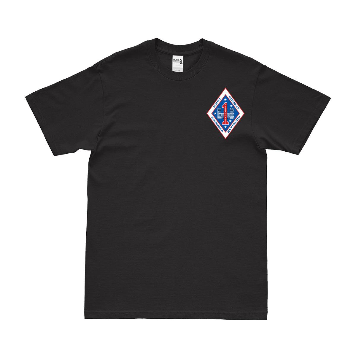 1st Combat Engineer Battalion (1st CEB) Left Chest Logo USMC T-Shirt Tactically Acquired Small Black 