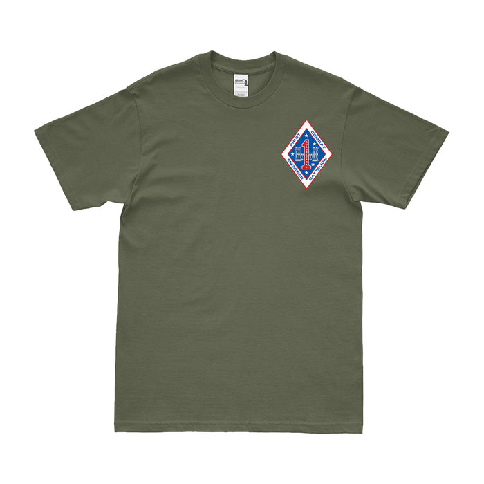 1st Combat Engineer Battalion (1st CEB) Left Chest Logo USMC T-Shirt Tactically Acquired Small Military Green 