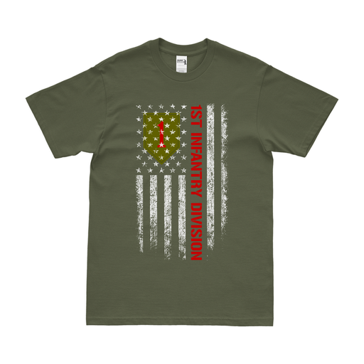 1st Infantry Division American Flag T-Shirt Tactically Acquired Small Military Green 