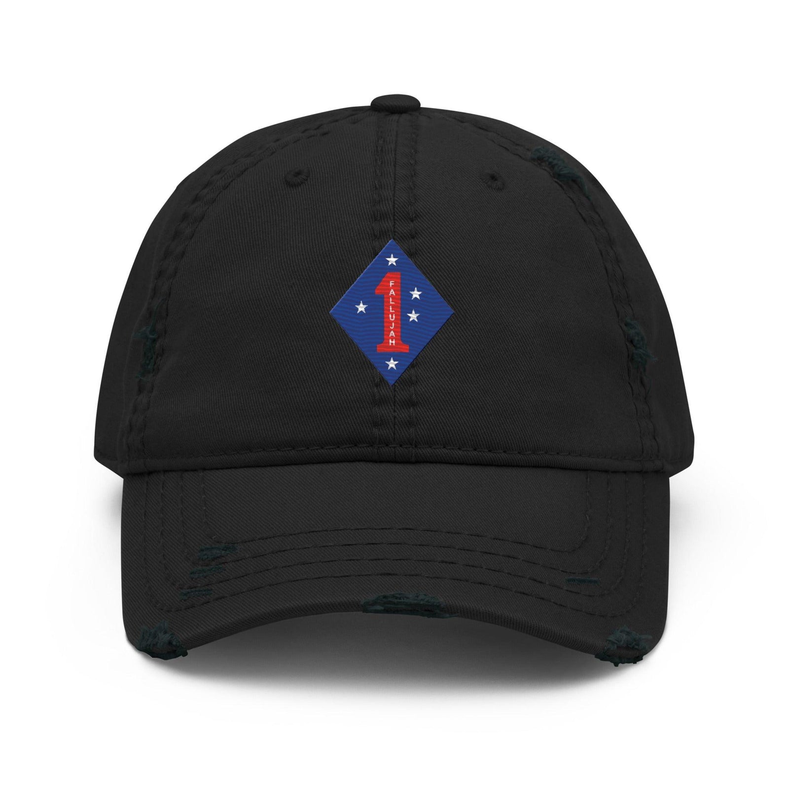 1st Marine Division "Fallujah" Logo Emblem Embroidered Dad Hat Tactically Acquired Black  