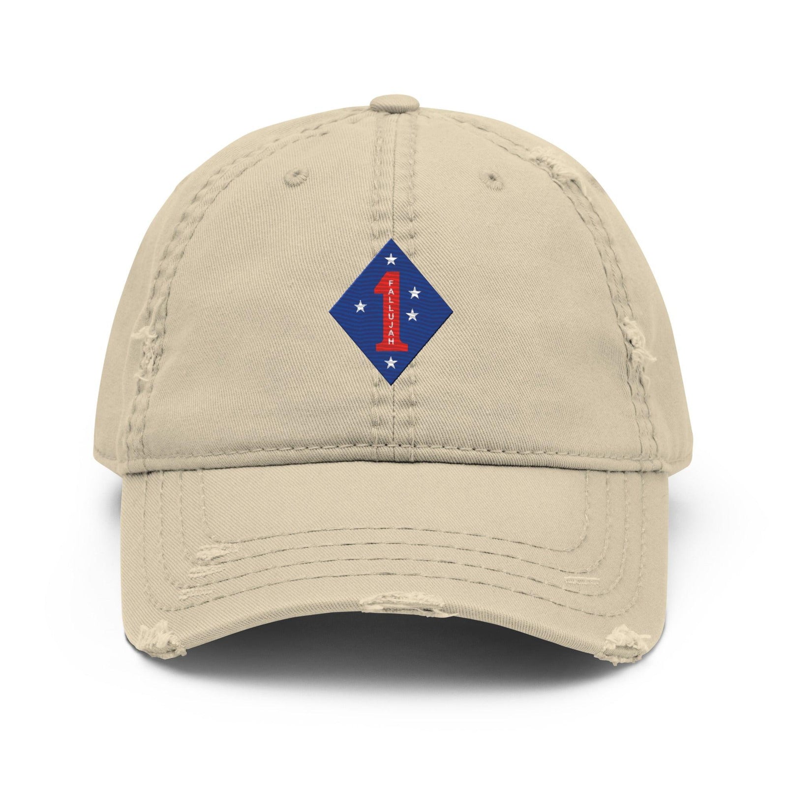 1st Marine Division "Fallujah" Logo Emblem Embroidered Dad Hat Tactically Acquired Khaki  