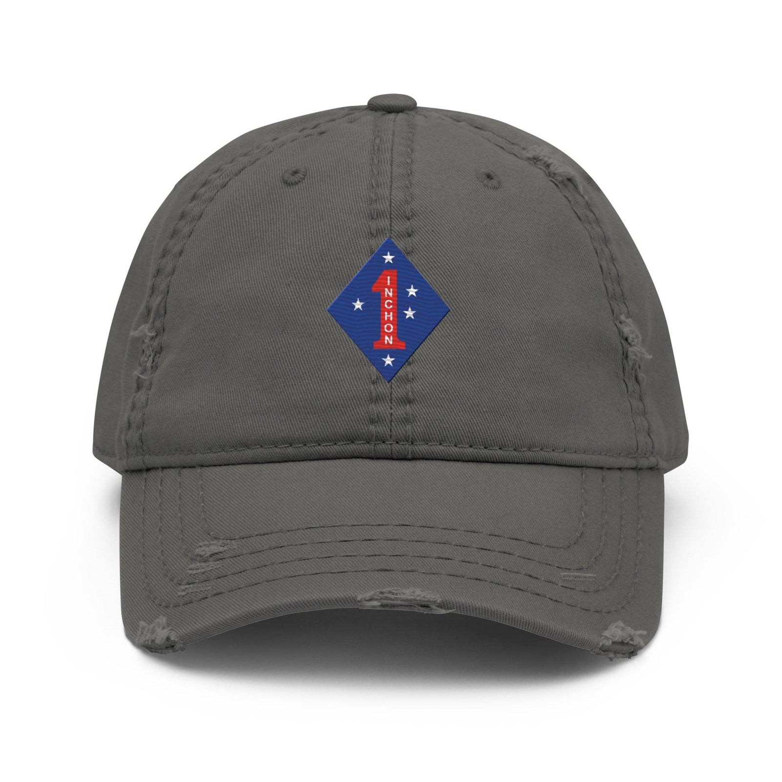 1st Marine Division "Inchon" Korean War Emblem Embroidered Dad Hat Tactically Acquired Charcoal Grey  