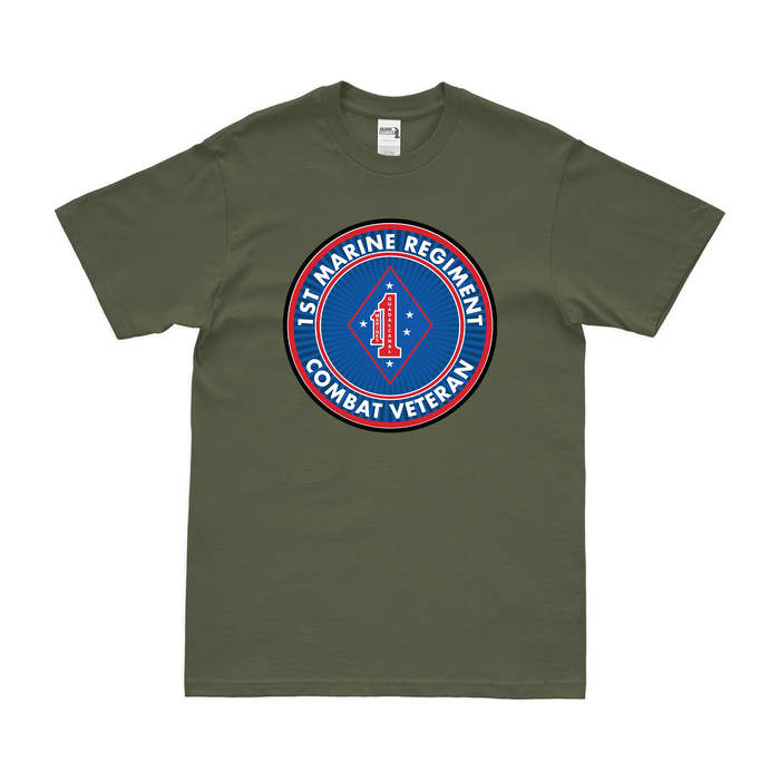 1st Marine Regiment Combat Veteran T-Shirt Tactically Acquired Small Clean Military Green