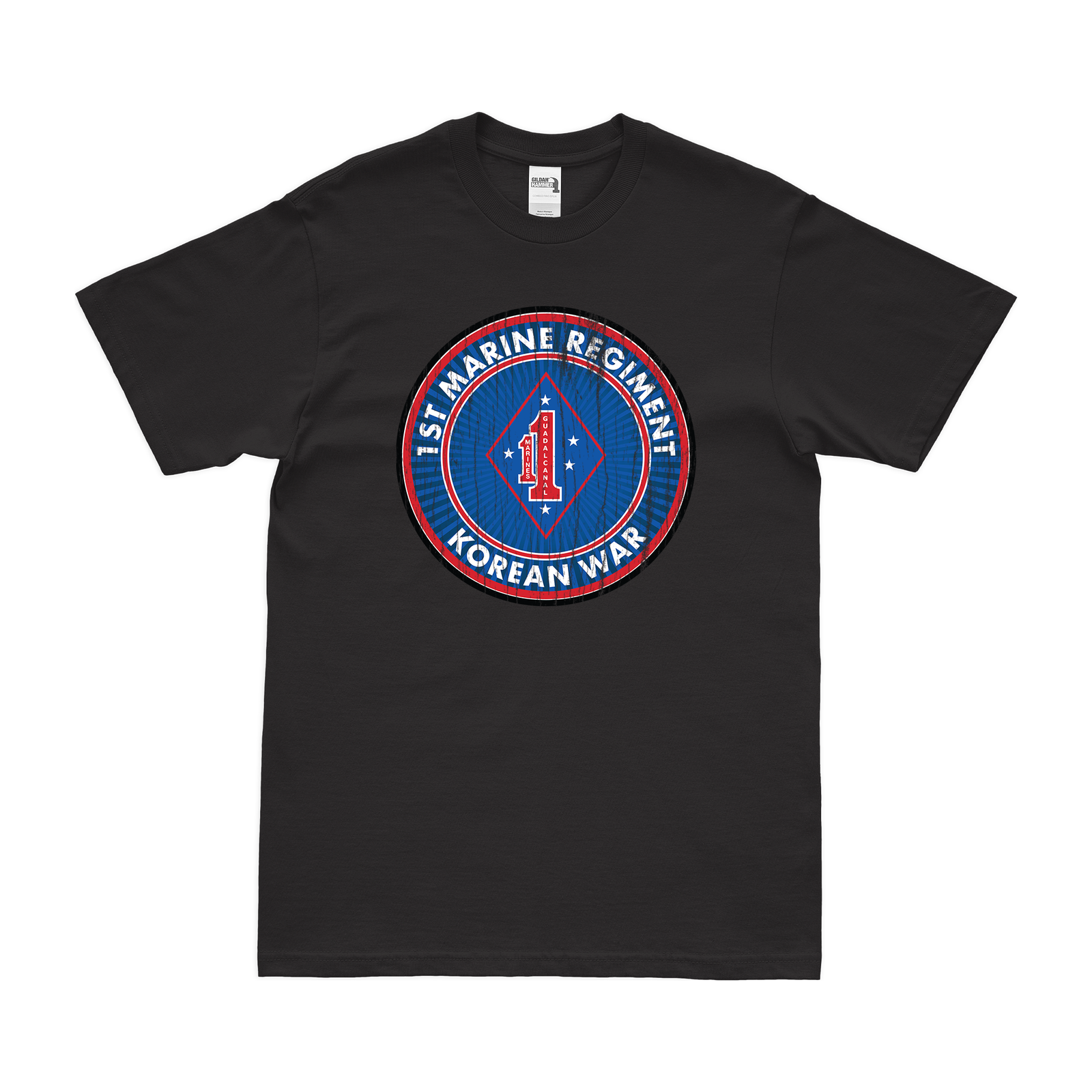 1st Marine Regiment Korean War T-Shirt Tactically Acquired Small Distressed Black