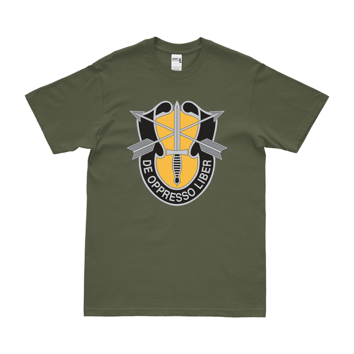 1st SFG (A) De Oppresso Liber Emblem T-Shirt Tactically Acquired Military Green Clean Small