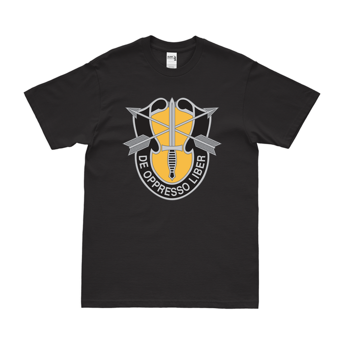 1st SFG (A) De Oppresso Liber Emblem T-Shirt Tactically Acquired Black Clean Small