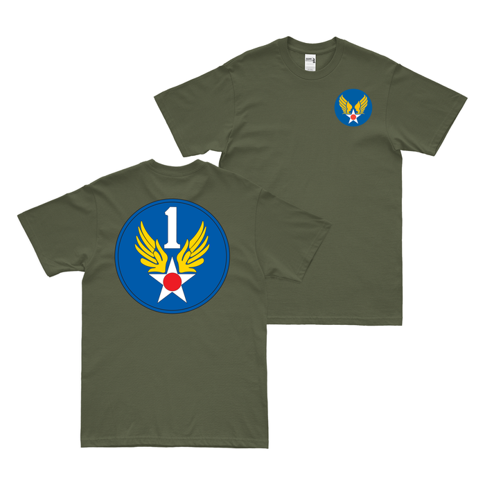 Double-Sided First Air Force USAAF WW2 T-Shirt Tactically Acquired Military Green Small 