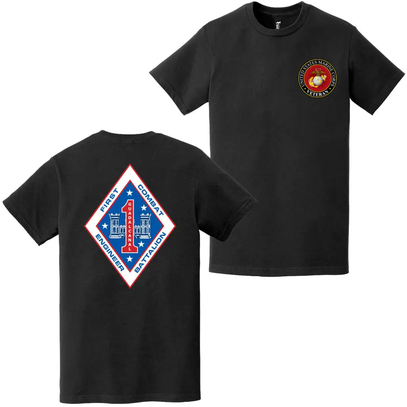 Double-Sided 1st CEB Logo USMC Veteran T-Shirt