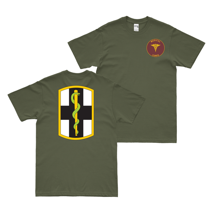 Double-Sided 1st Medical Brigade Logo T-Shirt Tactically Acquired Military Green Small 