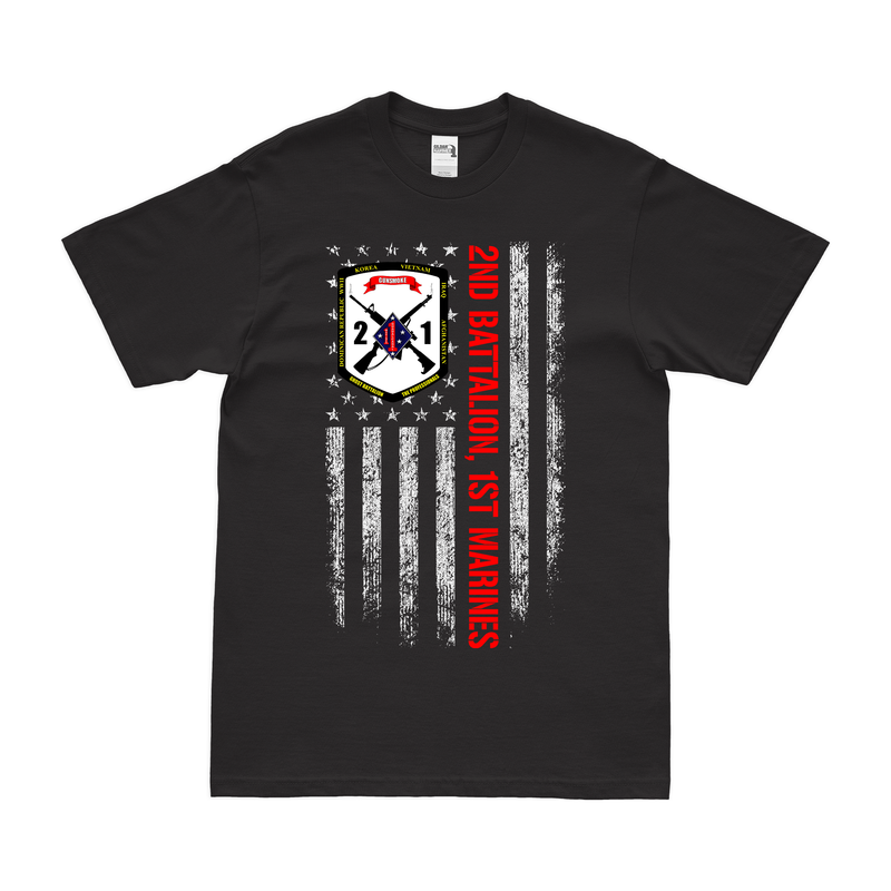 2nd Bn 1st Marines (2/1 Marines) American Flag T-Shirt