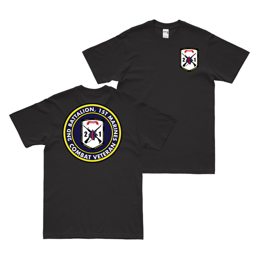 Double-Sided 2/1 Marines Combat Veteran T-Shirt Tactically Acquired Black Small 