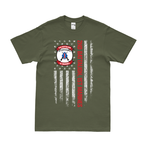 2nd Battalion, 1st Marines (2/1 Marines) American Flag T-Shirt Tactically Acquired   