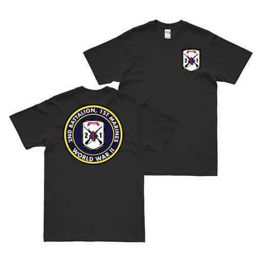 Double-Sided 2/1 Marines World War II T-Shirt Tactically Acquired Black Small 