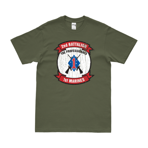 Vintage Distressed 2/1 Marines 'The Professionals' T-Shirt Tactically Acquired Small Military Green 