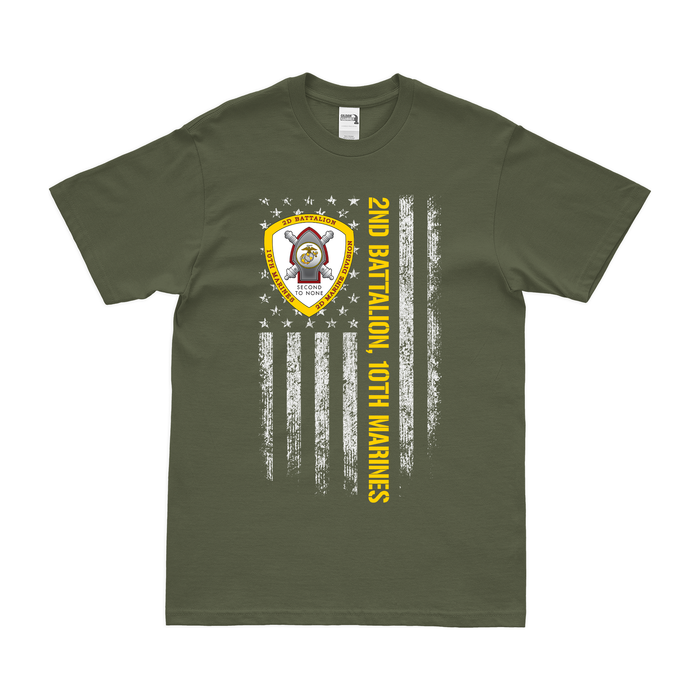 2/10 Marines American Flag T-Shirt Tactically Acquired Military Green Small 