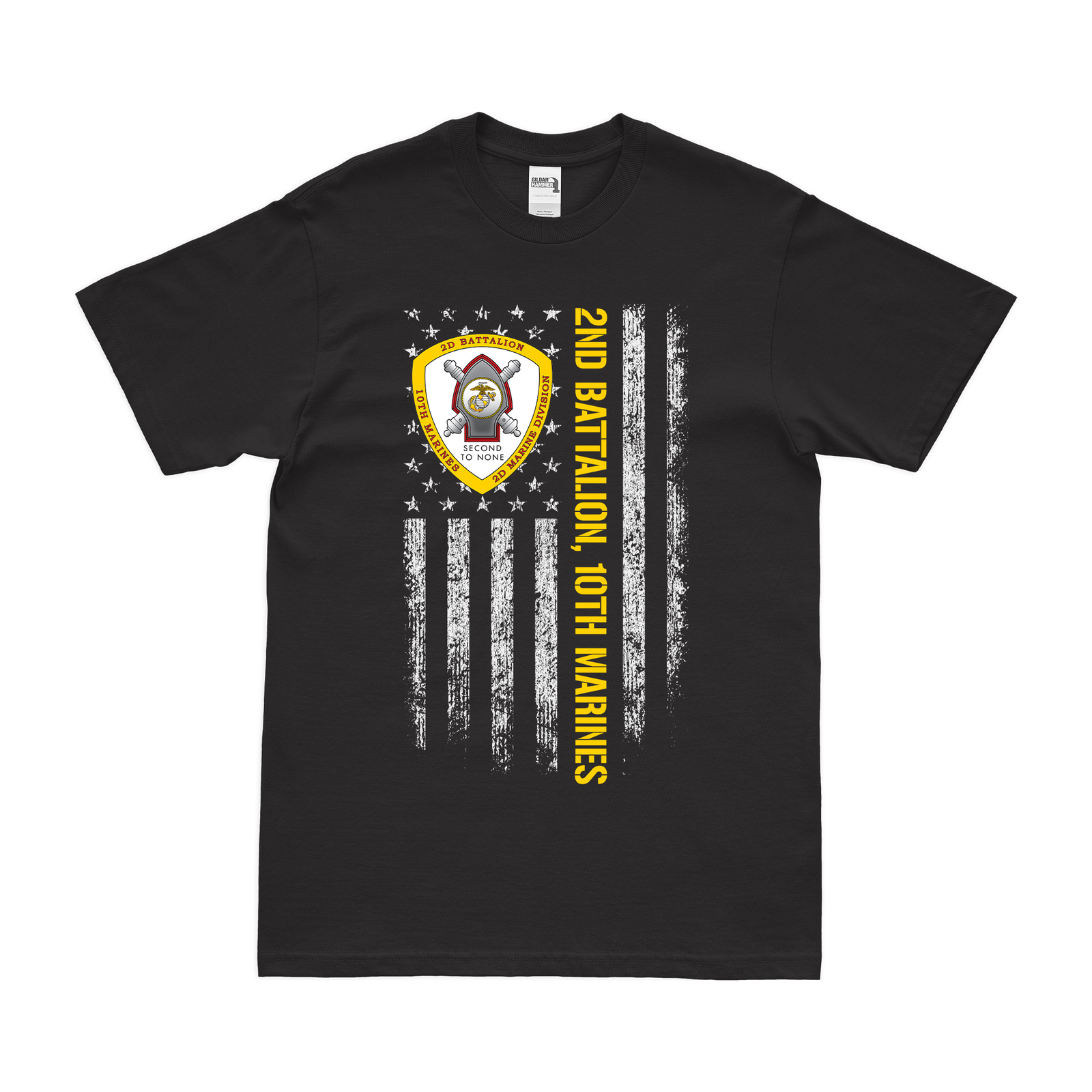2/10 Marines American Flag T-Shirt Tactically Acquired Black Small 